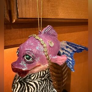 Rare Vintage December Diamonds Glittery Mermaid Fish Ornament
